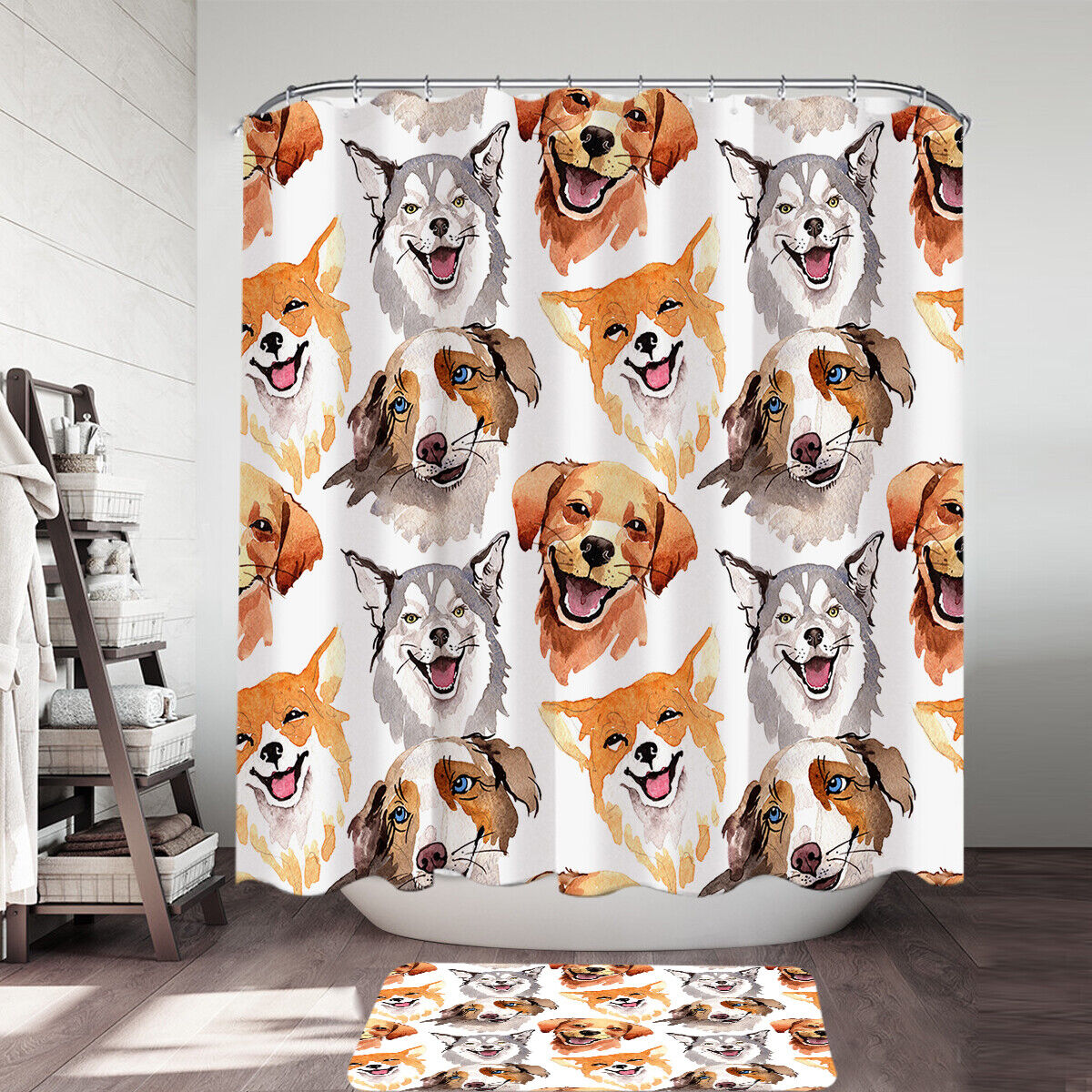Skull And Roses Print Shower Curtain