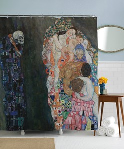 Skull Astronaut Galaxy Fabric Shower Curtain, Sci-Fi Bathroom Decor