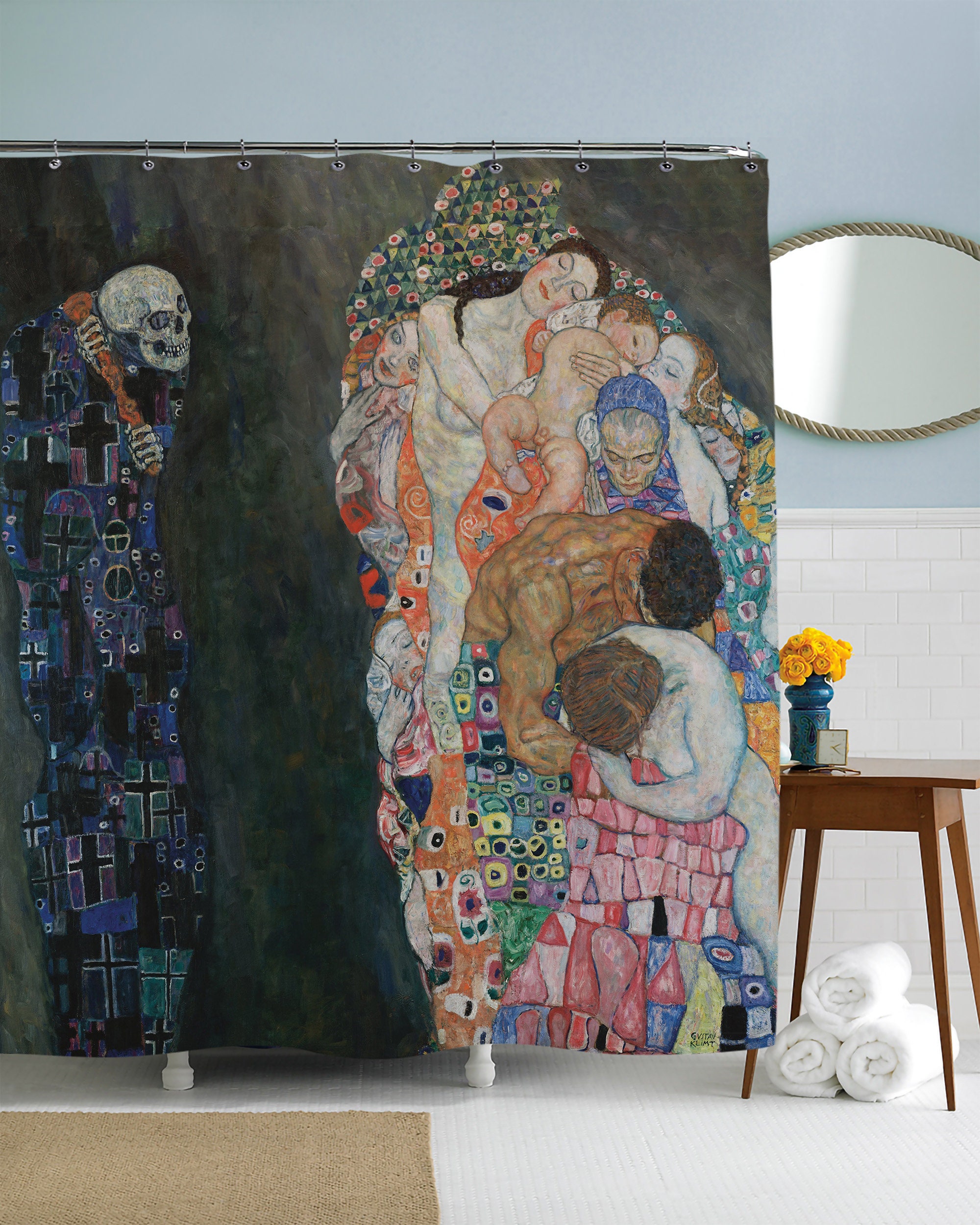 Skull Astronaut Galaxy Fabric Shower Curtain, Sci-Fi Bathroom Decor