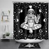 Skull Astronaut in Space Shower Curtain, Machine Washable Bathroom Decor