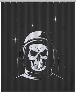 Skull Bathroom Decor, Black and Grey Skull Design Shower Curtain for Gothic Bathroom