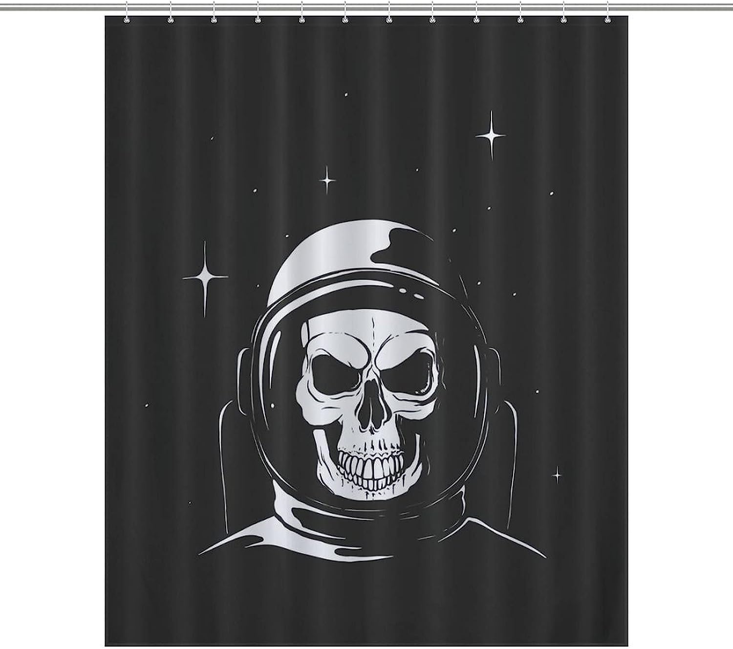 Skull Bathroom Decor, Black and Grey Skull Design Shower Curtain for Gothic Bathroom