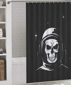 Skull Bathroom Decor, Black and Grey Skull Design Shower Curtain for Gothic Bathroom