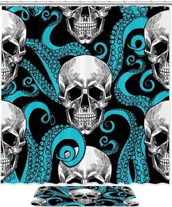 Skull Burger Shower Curtain, Foodie Bathroom Decor