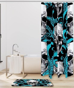 Skull Burger Shower Curtain, Foodie Bathroom Decor