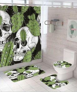 Skull Cactus Shower Curtain, Tropical Bathroom Decor