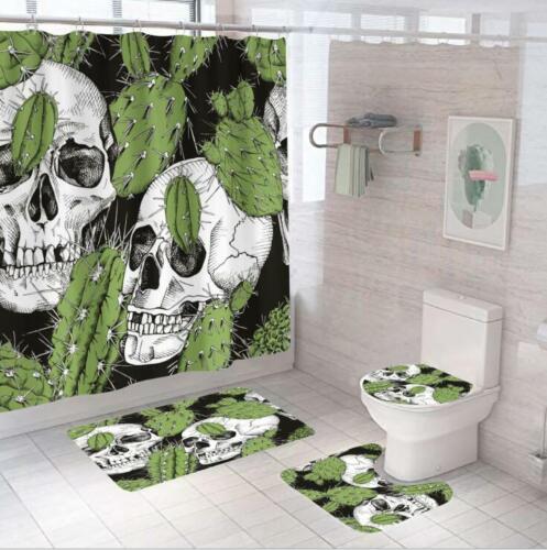 Skull Cactus Shower Curtain, Tropical Bathroom Decor
