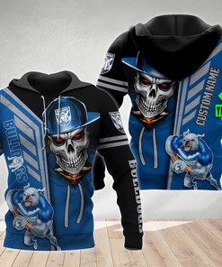 Skull Cap Custom Name 3D All Over Print Zip Up Hoodie - Canterbury Bankstown Bulldogs Nrl