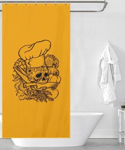 Skull Cross Print Shower Curtain, Gothic Bathroom Decor, New Arrival