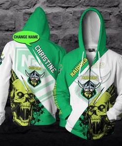 Skull Custom All Over Print 3D Hoodie - Canberra Raiders Nrl