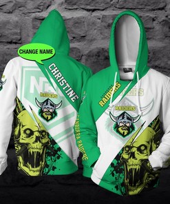 Skull Custom All Over Print 3D Hoodie - Personalized For Canberra Raiders Fans 