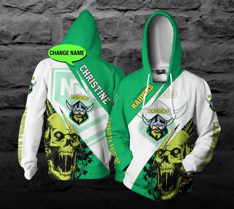 Skull Custom All Over Print 3D Hoodie - Personalized For Canberra Raiders Fans