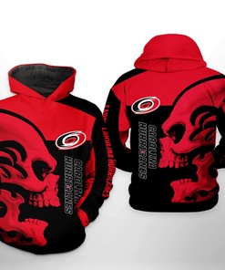 Skull Design All Over Print Hoodie - Carolina Hurricanes Nhl Fans Zip-Up Option