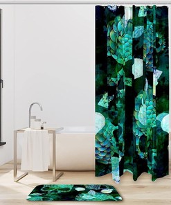 Skull Fish Scales Shell Pattern Fabric Shower Curtain - Coastal Skull Bathroom Decor