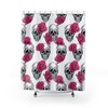 Skull Flowers Shower Curtain With Goth Floral Print For Bathroom Decor 