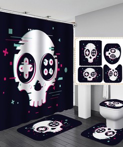 Skull Gamepad - Video Game Shower Curtain for Bathroom Decor