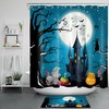 Skull, Ghost, And Castle Halloween Shower Curtain - Scary And Eerie Bathroom Decor