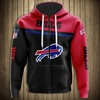 Skull Graphic All Over Print Buffalo Bills Hoodie 3D Pullover Zip Hoodie For Fans