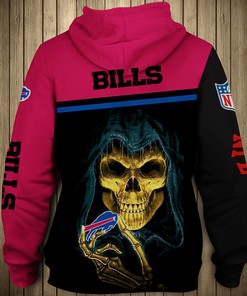 Skull Graphic All Over Print Buffalo Bills Hoodie 3D Pullover Zip Hoodie For Fans