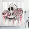 Skull Head Roses Print Romantic Shower Curtain, Highly Durable and Waterproof for Your Bathroom Decor