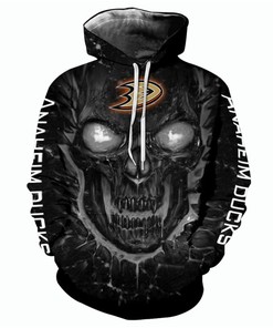 Skull Hoodie - Anaheim Ducks 3D Long Sleeve Nhl Hoodies Edition