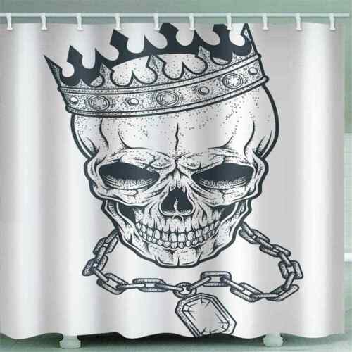 Skull In A Crown 3D Waterproof Fabric Bathroom Decoration Shower Curtain - Image 2