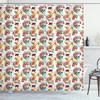 Skull Lilies Floral Leaves Watercolor Print Shower Curtain