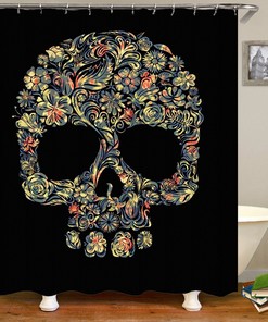 Skull Pattern Fabric Shower Curtain - Unique Skull Bathroom Decor