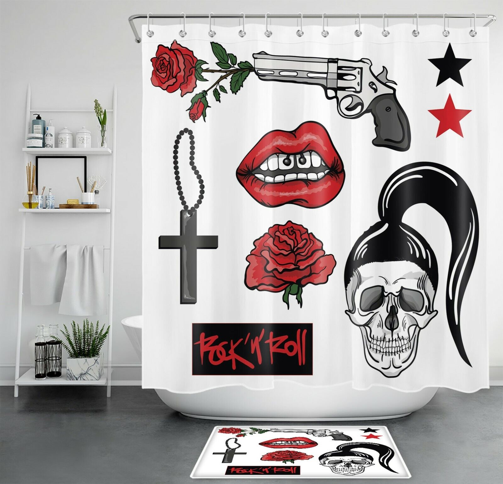 Skull Pattern Shower Curtain For Edgy Bathroom Decor