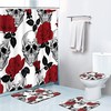 Skull Red Roses Flower Black Unique Shower Curtains For Bathroom Decor