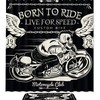 Skull Rider On Classic Motorcycle Shower Curtain, Set of 2, Waterproof Fabric for Bathroom Decor