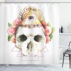 Skull Shower Curtain With Holy Eye Sign, Printed For Gothic Bathroom Decor