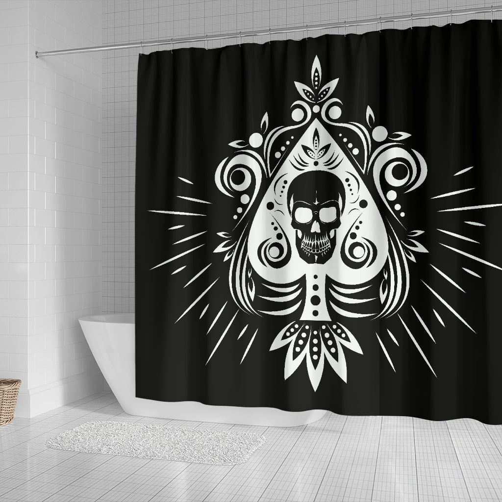 Skull Tattoo Art Print Shower Curtain for a Bold and Artsy Bathroom Look