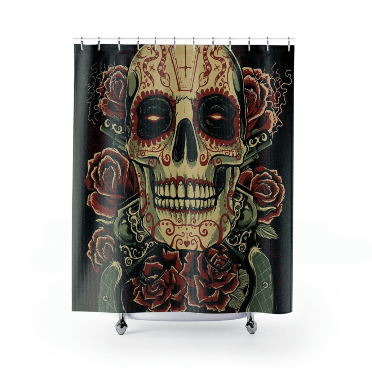 Skull and Crossed Cutlasses Pirate Flag Shower Curtain, Jolly Roger Bathroom Decor