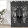 Skull and Wolf Grey Hunt Print Shower Curtain - Waterproof Bathroom Curtain Liner