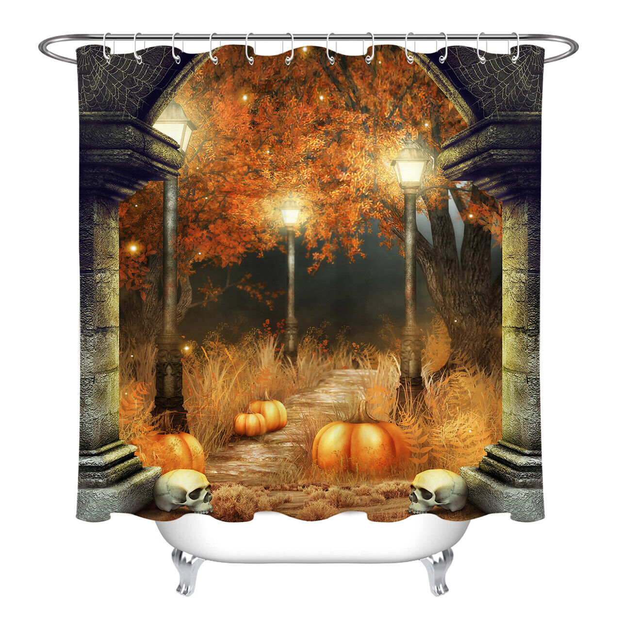 Skulls & Flowers Shower Curtain - Image 2
