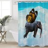 Sky Blue Funny Elephant Butterfly Unique Shower Curtain for Bathroom Decor