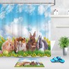 Sky Blue Green Grass Easter Rabbits Shower Curtain With Cute And Festive Design