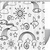 Sky Cloud Sun Hand Drawn Fabric Shower Curtain for Bathroom Decor
