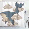 Sky Clouds Animal Fish Print Whale Shower Curtain for Unique Bathroom Decor 
