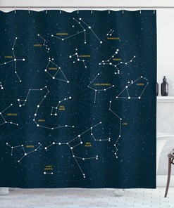 Sky Map Constellation Shower Curtain - Celestial Bathroom Decor