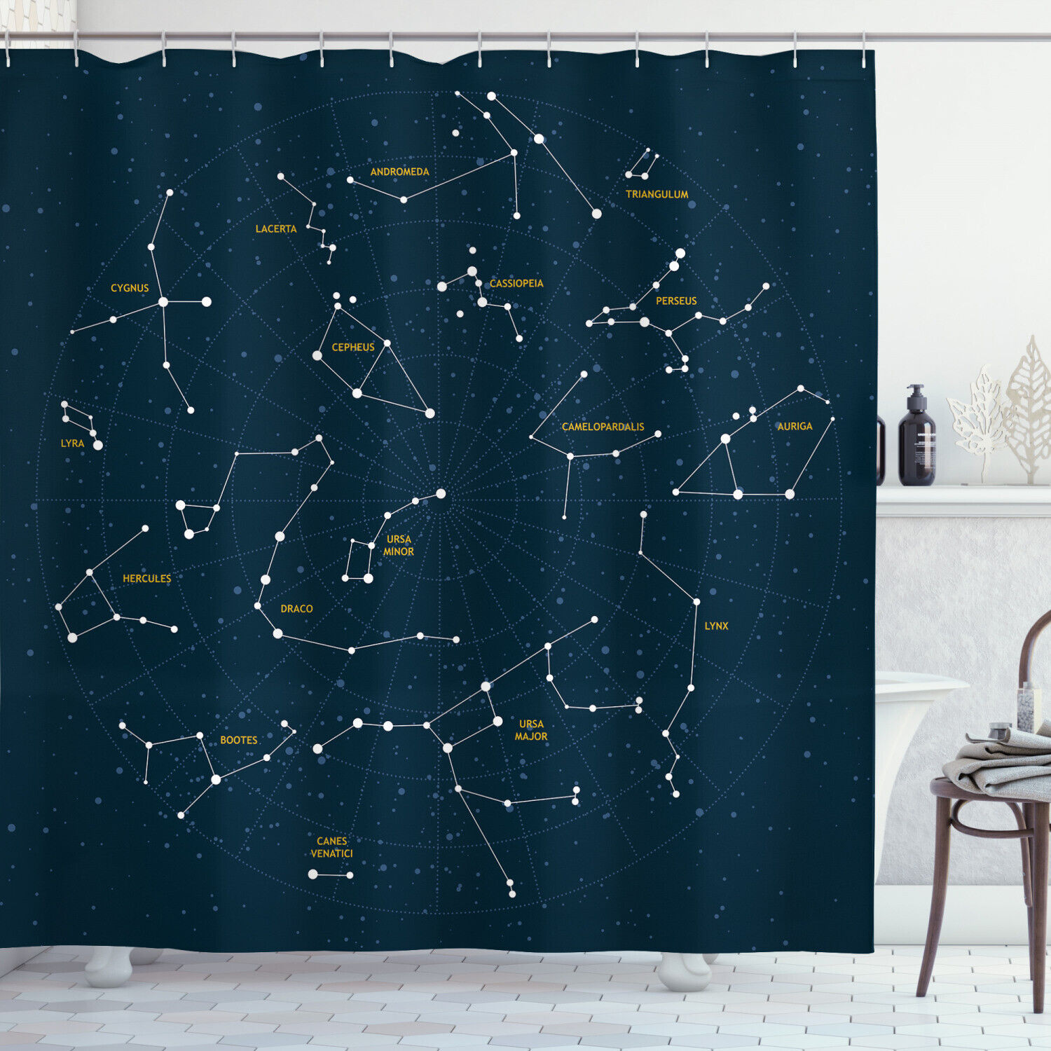 Sky Map Constellation Shower Curtain - Celestial Bathroom Decor