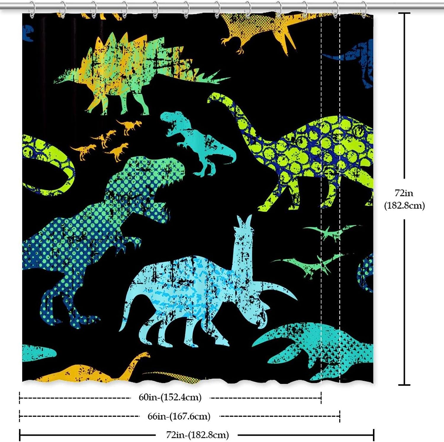 Sleek And Modern Black Dinosaur Shower Curtain For A Chic Bathroom Look - Image 3