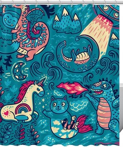 Sleek And Modern Dinosaur Shower Curtain With A Chic Design For A Stylish Bathroom Look