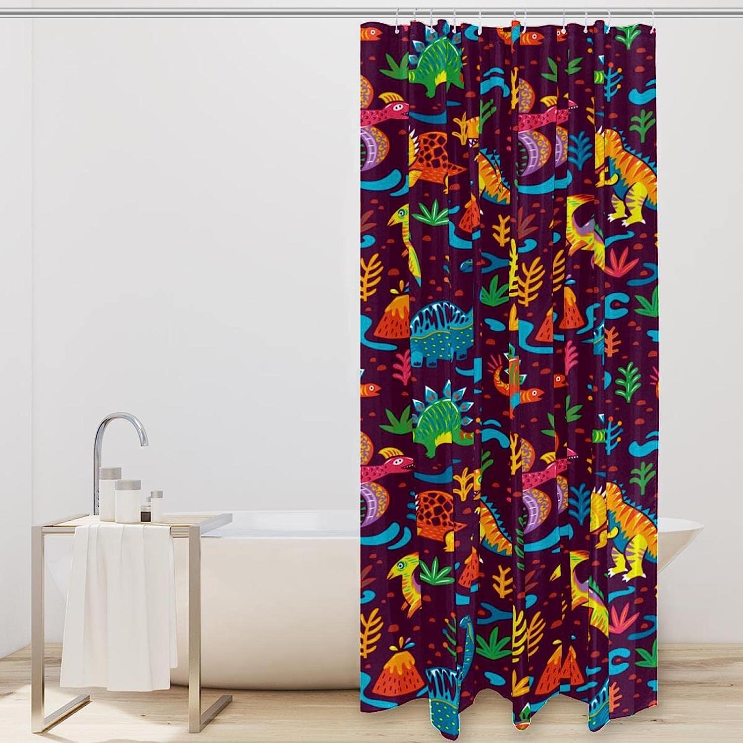 Sleek And Modern Dinosaur Shower Curtain With A Quirky Design For A Chic Bathroom Decor - Image 2