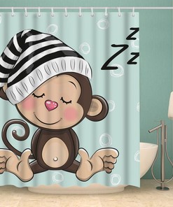 Sleeping Baby Monkey Kawaii Monkey Cute Monkey Shower Curtain for Bathroom Decor