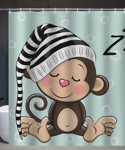 Sleeping Baby Monkey Kawaii Monkey Cute Monkey Shower Curtain for Bathroom Decor