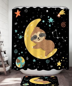 Sleeping On The Moon Sloth Shower Curtain - A Unique And Dreamy Bathroom Look