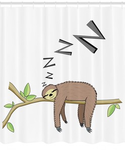 Sleepy Sloth Arboreal Mammal Print Shower Curtain, Add a Calming Touch to Your Shower