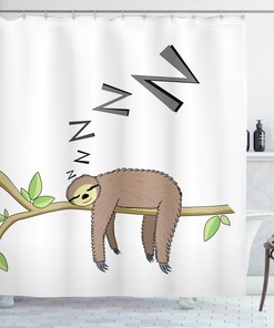 Sleepy Sloth Arboreal Mammal Print Shower Curtain, Add a Calming Touch to Your Shower